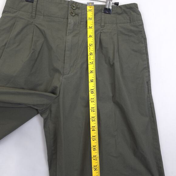 Uniqlo Pants Womens 4 Green High Rise Wide Leg Cropped Cotton Blend Casual - Picture 4 of 12